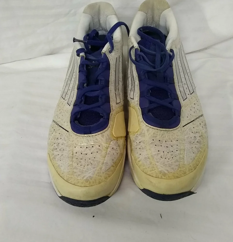 Adidas Mens/WO' Sneakers Leather Blue White Speckled Adizero Feather ll  Sz 10